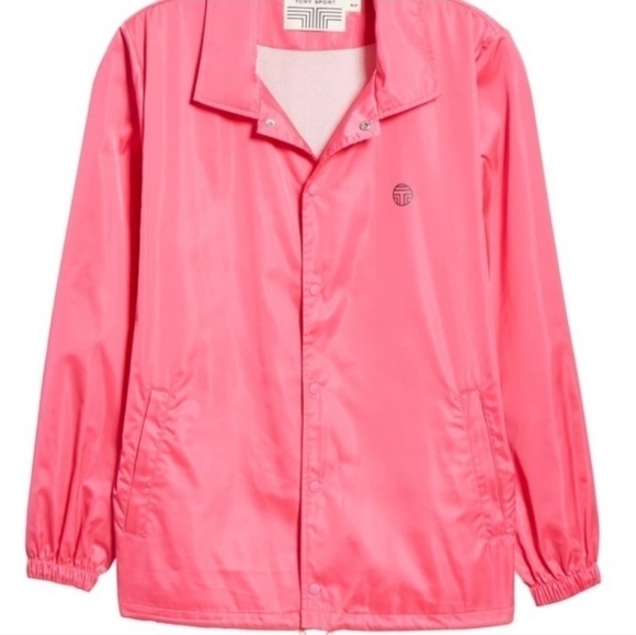 New Tory Burch Sport Performance Satin Barbiecore Pink Warm-Up Jacket NWT Small - Picture 6 of 15